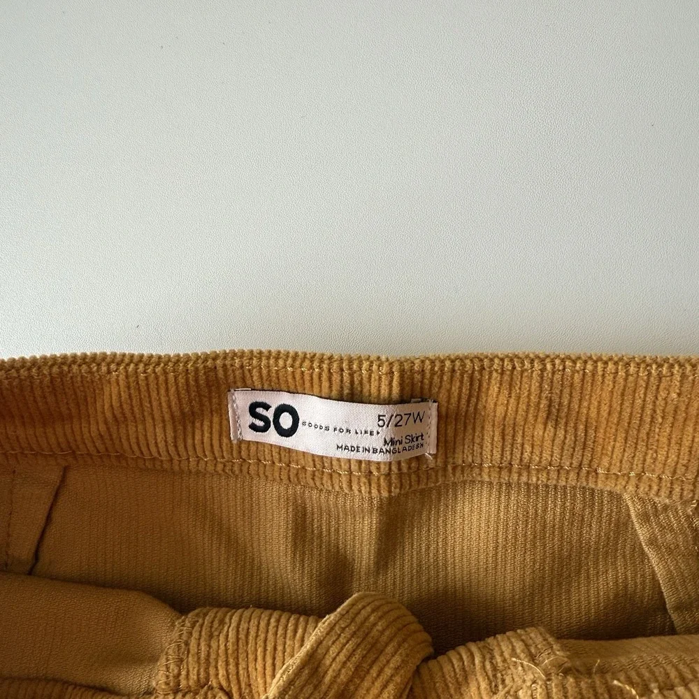 So Goods for Life Women's Mini Skirt Mustard Yellow Corduroy Lace Up Size 5/27W‎